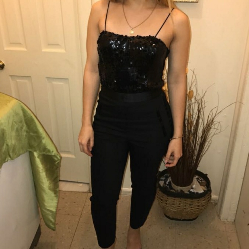 Black half sequin Zara jumpsuit